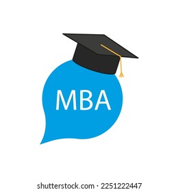 Mba on white background. Education, knowledge concept. Career, business achievement concept. Vector illustration.