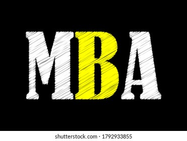 MBA writing text on black chalkboard. vector illustration