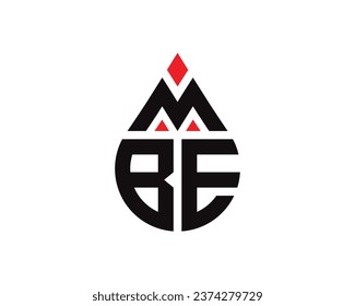 Diseño del logotipo de la forma de gota de agua de la letra MBE. Diseño sencillo del logotipo de colocación de MBE.