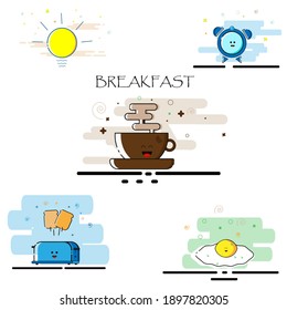 Mbe style illustration set  Breakfast 