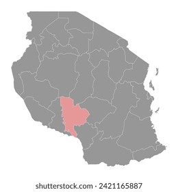 Mbeya Region map, administrative division of Tanzania. Vector illustration.