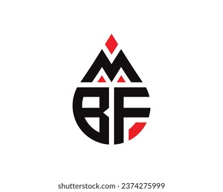 MBF letter water drop shape logo design. MBF drop logo simple design.