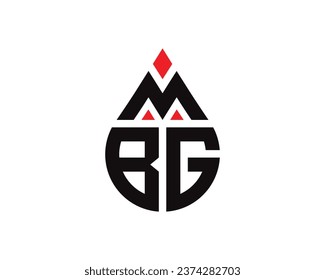Diseño del logotipo de la forma de gota de agua de la letra MBG. Diseño simple del logotipo de caída MBG.