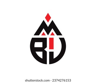 Diseño del logotipo de la forma de gota de agua de la letra MBJ. Diseño simple del logotipo de caída MBJ.