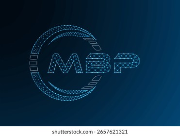 Projeto vetorial de logotipo de letra baixa do MBP. Projeto de logotipo poli inferior da MBP. Logotipo poli baixo.