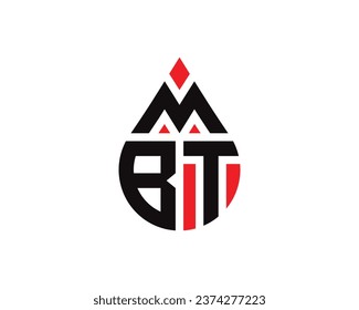 MBT letter water drop shape logo design. MBT drop logo simple design.