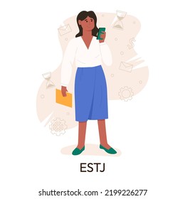 MBTI Person Types Concept. Socionics Mbti. Personality Test. Flat Vector Illustration