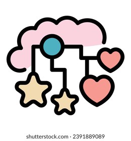 Mbti thinking icon outline vector. Critical think. Mind human color flat