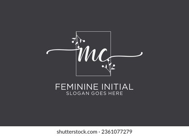 MC beauty monogram and elegant logo design handwriting logo of initial signature, wedding, fashion, floral and botanical with creative template.