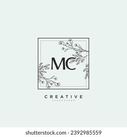 MC Beauty vector initial logo art, handwriting logo of initial signature, wedding, fashion, jewerly, boutique, floral and botanical with creative template for any company or business.