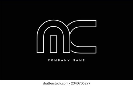 Monograma del logotipo de las letras abstractas de MC, CM