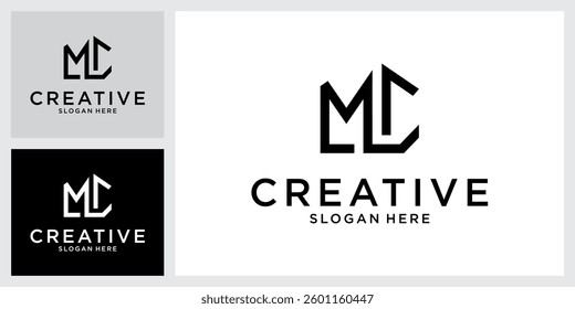 MC or CM initial letter logo design vector template