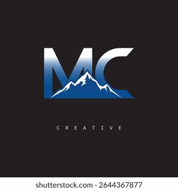  MC Creative Mountain Logo Bold Gradient Letter mark Branding Design for Business Outdoor Brands