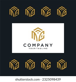 MC Hexagon logo vector. Hexagon logo design with two initials,  Real estate and construction.