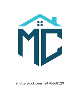 MC House Logo Design Vorlage. Buchstabe MC Logo für Immobilien, Bau oder andere häusliche Angelegenheiten