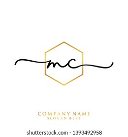 MC Initial handwriting logo template