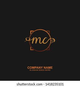 MC Initial handwriting logo vector
