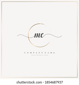 MC Initial Letter handwriting logo hand drawn template vector, logo for beauty, cosmetics, wedding, fashion and business