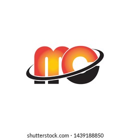 MC initial letter linked design logo with swoosh vector in isolated white background