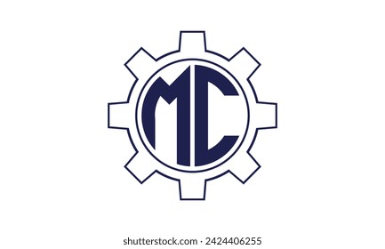 MC initial letter mechanical circle logo design vector template. industrial, engineering, servicing, word mark, letter mark, monogram, construction, business, company, corporate, commercial, geometric