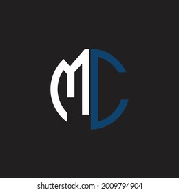 letra inicial MC círculo relacionado elegante logotipo negro