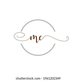 MC Initial Logo Handwriting template letter illustration