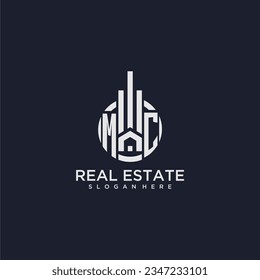 MC initial monogram logo for real estate with creative circle design vector