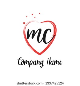 MC initial signature logo. handwriting logo template vector,