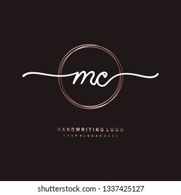 MC initial signature logo. handwriting logo template vector,