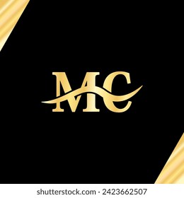 MC letter initial Logo Monogram Minimalist luxury serif Logotype vector of business name royal art design