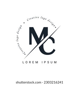 MC Letter Logo Design with a Creative Cut. Creative logo design