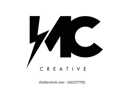 MC Letter Logo Design With Lighting Thunder Bolt. Electric Bolt Letter Logo Vector Illustration.