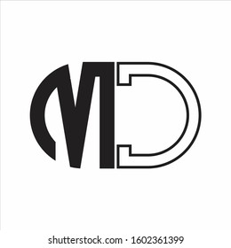 MC Letter logo monogram with oval shape negative space design template white background
