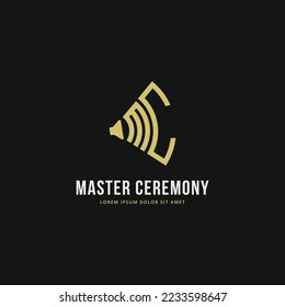 Carta MC con el concepto de diseño de símbolo del logotipo del altavoz. Ilustración del vector
