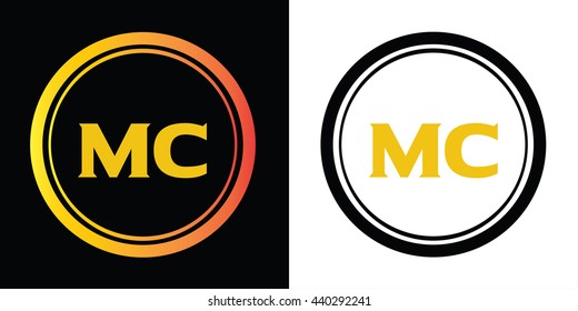 MC letters icon design template elements in abstract background logo, design identity in circle, alphabet letter