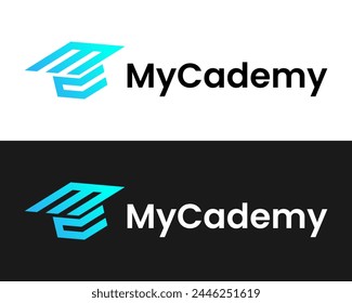 MC Letters Monogram Academic Hat University Education Logo Design.