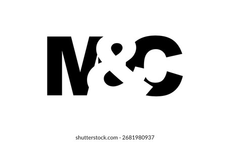 MC logo design in bold style. Black white identity symbol. Modern typography emblem. Corporate branding icon. Minimal business template.