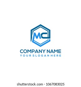 MC logo letter initial, Abstract polygonal Background Logo,