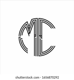 MC Logo monogram triple ribbon style line design template isolated on white background