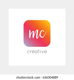 MC logo, vector. Useful as branding, app icon, alphabet combination, clip-art.