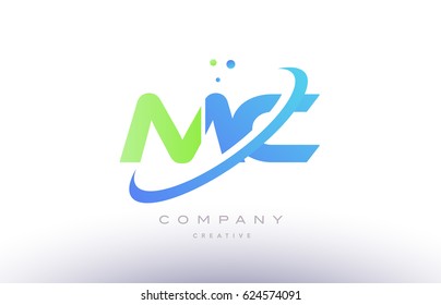 mc m c alphabet green blue swoosh letter company logo vector icon design template