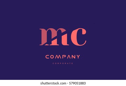 mc m c alphabet small letter blue pink creative design vector company logo icon template 