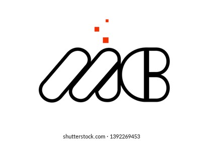 MC M C black white red dots alphabet letter combination suitable as a logo icon design for a company or business