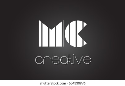 MC M C Creative Letter Logo Design With White and Black Lines.