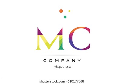 mc m c  creative rainbow colors colored alphabet company letter logo design vector icon template