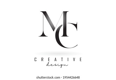 MC m c letter design logo logotype concept with serif font and elegant style. Vector illustration icon with letters M and C.