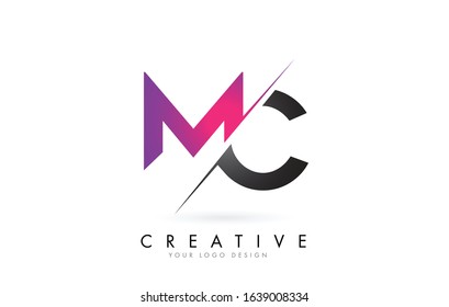 MC M C Letter Logo with Color block Design and Creative Cut. Creative logo design.