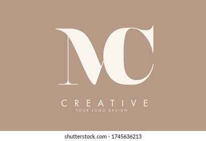 MC M C letters logo design. Long Tail effect vector illustration sign.