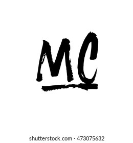 MC (master of ceremonies), ink hand lettering. Modern brush calligraphy. Handwritten phrase. 