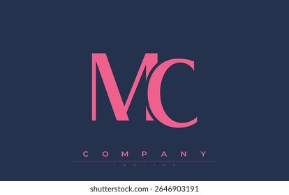 MC Modern Initials Logo Design. Branding logo with stylized initials showcasing bold design and modern aesthetic. Ideal for professional business branding or creative projects focusing on minimalistic
